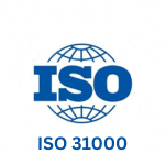 ISO 31000 Risk Management Standard ISO 31000 risk management standard logo with global framework symbol